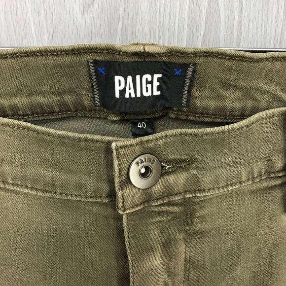 PAIGE Lennox JEANS Smokey Green Pants Men's 40 Stretch Casual - Picture 3 of 12